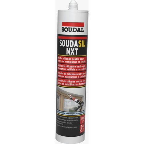 Soudal – Mastic silicone transparent neutre 300ml – Étanchéité joints façade et vitrage – Résistance UV – Conforme ISO 11600 F&G 25LM