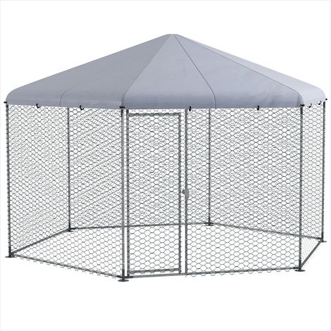 Poulailler argent en acier 400 x 346 x 263 cm (1/5)