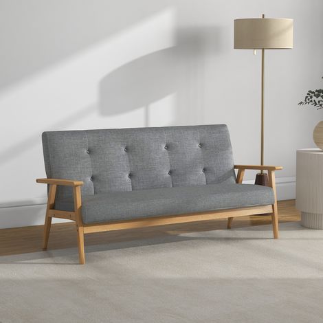 Dreisitzer-Sofa, 154,5 cm, skandinavisches Design, gesteppte Rückenlehne, gepolsterte Sitzfläche und Armlehnen, grau