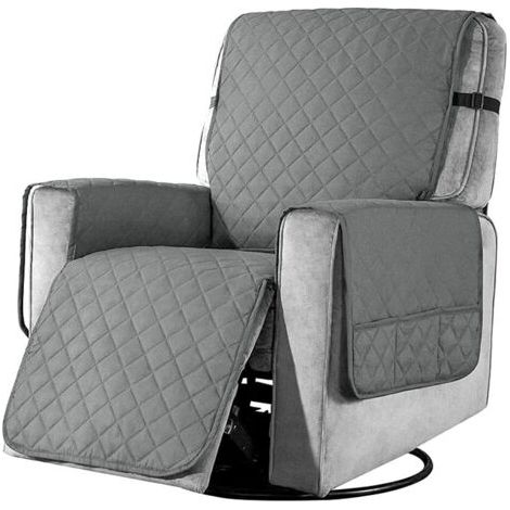 Housse de fauteuil inclinable, canapé 1 place, antidérapante, douce et lavable en machine, idéale pour les familles avec enfants et animaux, petite taille (gris clair).
