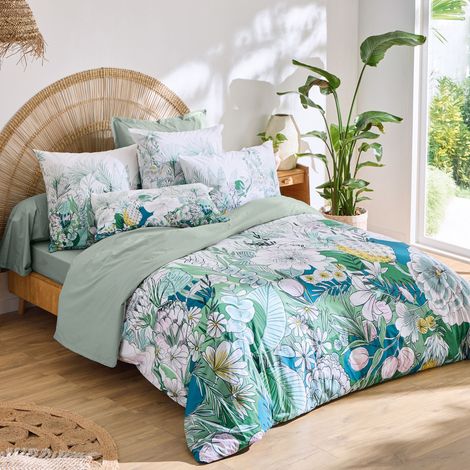 Parure de lit percale de coton collection BALI Taie 50x70 cm 140x200 cm (1/5)