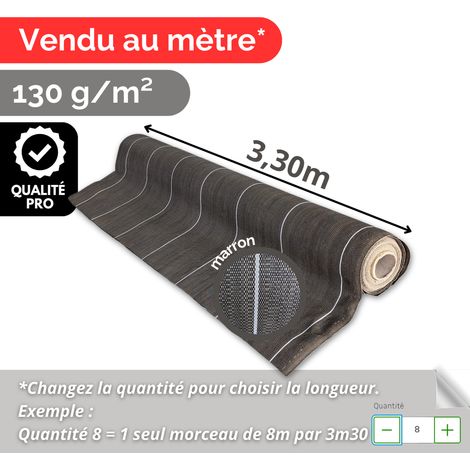 Toile de paillage 130g m2 Vente au mètre Largeur 3,30m Anti-Mauvaises Herbe Coloris Marron Bache Tissée (1/5)