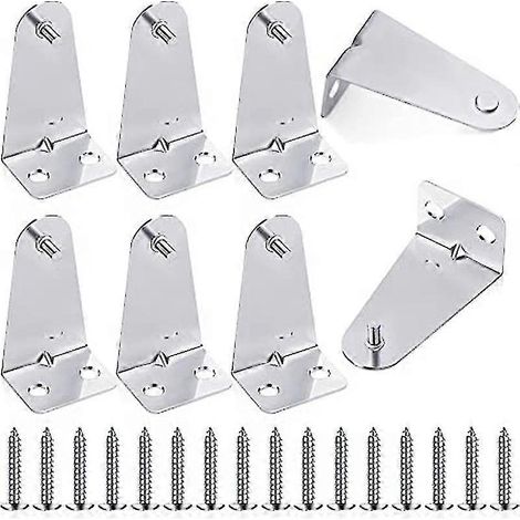 Ensemble de 8 supports de fixation métalliques argentés pour stores vénitiens horizontaux, avec vis. (1/5)