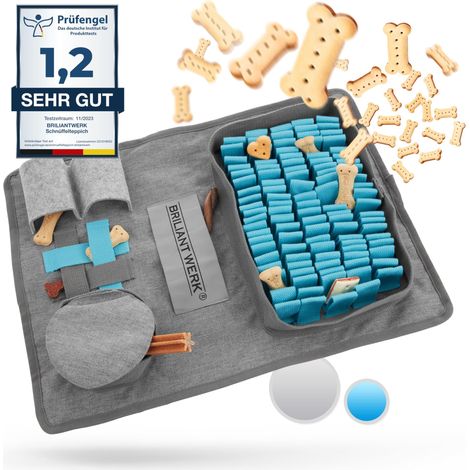 Tapis à renifler pour chien - Matériau extrêmement résistant - 5 éléments d'entraînement et 3 niveaux de difficulté - Jouet intelligent pour chiens de toutes tailles (bleu) (1/5)