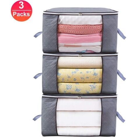 Sacs de rangement pour vêtements, organisateur de rangement de lit résistant à l'humidité avec fermetures à glissière robustes en tissu épais (1/4)