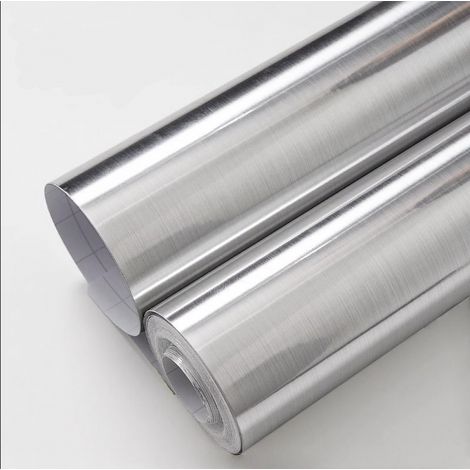 Papier Peint en Acier Inoxydable Effet Nickel Brossé Imperméable Résistant à l’Huile Crédence Adhésive pour Cuisine Lave vaisselle de 40CMx2M