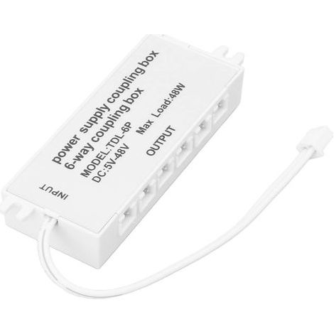 Boîte de Couplage à 6 Voies Port Xh2.5 Ledconnector Boîte de Jonction Répartiteur d'alimentation 48W 48V Sous-ligne 6 Voies 5 48V Charge Maximale Spécification du Connecteur d'alimentation. (1/4)