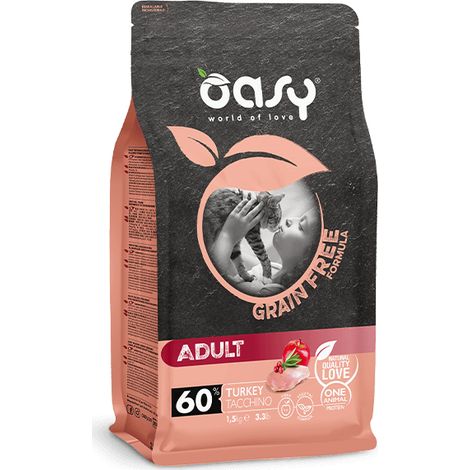 Oasy Grain Free per Gatti Adulti con Tacchino da 300 gr