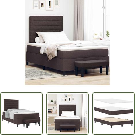 Matratze -  Boxspringbett mit Matratze Dunkelbraun 120 x 200 cm Stoff (1/5)