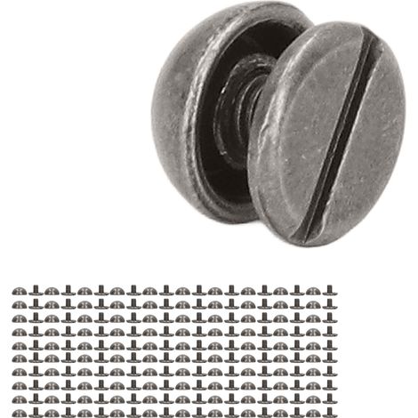Kit de 100 rivets champignon en cuir 8mm, alliage argenté résistant, pour accessoires de maroquinerie et création artisanale. (1/5)