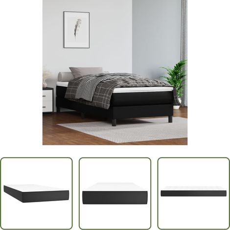 Sommeil de qualité - Matelas de lit à ressorts ensachés fermeté moyenne Noir 90x190x20 cm Similicuir (1/5)
