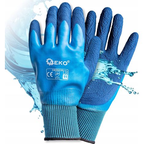 Geko Guantes de trabajo impermeables azul talla 11