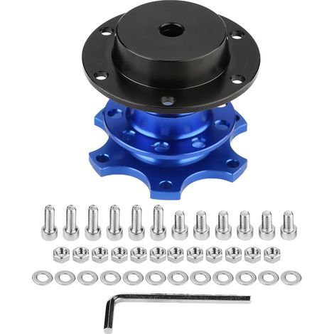 Adaptateur de course universel pour volant de voiture à dégagement rapide(bleu). (1/5)