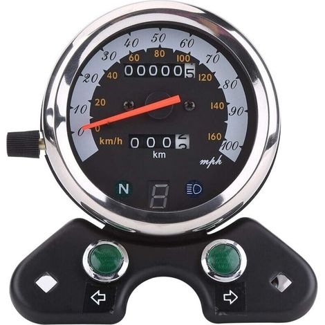 Compteur de vitesse de moto à jauge numérique, tachymètre de moto universel double odomètre compteur de vitesse compteur de vitesse affichage numérique (1/4)