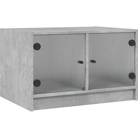 Maison Exclusive - Couchtisch mit Glastüren Betongrau 68x50x42 cm