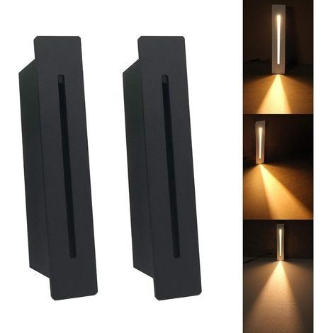 LED Encastré Escalier Lumière Étape Lumière 3W 220 V Intérieur Coin Applique Murale Étape Décoration Lampe Couloir Escalier Lampe Avec CREE Puce, 2 pièces, Blanc Froid, Noir (1/5)