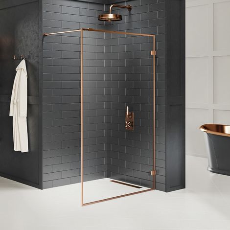 Paroi de douche à l'italienne 120 cm cuivre brossé avec cadre TAHITI COPPER BRUSHED (1/5)