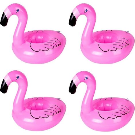 Lot de 4 petits porte-gobelets flamant rose gonflables, porte-gobelets pour piscine, porte-gobelets gonflables pour jacuzzi, mini porte-gobelets flottants flamant rose, porte-gobelets pour piscine (1/5)