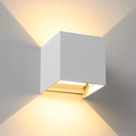 Applique murale chambre Applique Murale LED Interieur Exterieur 12W Moderne Aluminium luminaires avec Design d'angle de Poutre Réglable Lampe Murale Blanc Chaud Luminaire Mural étanche - Blanc (1/3)