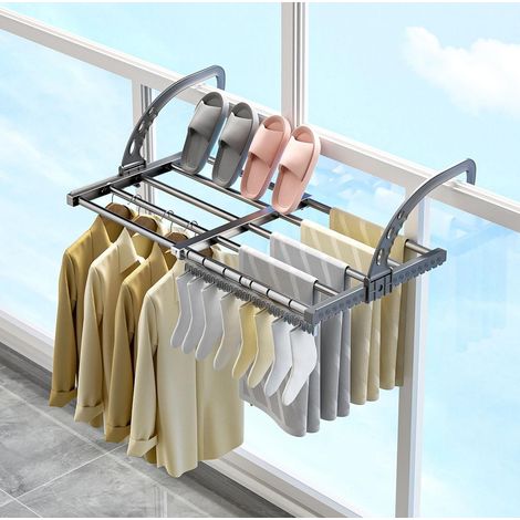 Étendoir à linge intérieur/extérieur, étendoir à linge télescopique suspendu (longueur : 38-55 cm)
