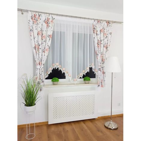 Juego con cortinas decoradas con encaje guipur 300x160 (1/5)