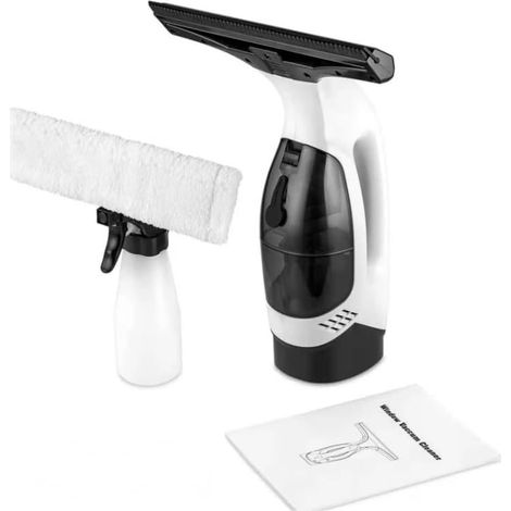 Aspirateur de vitres électrique sans fil  Aspirateur rechargeable  Nettoyeur de vitres en plastique léger pour vitres, miroirs, carrelages, douche et voiture