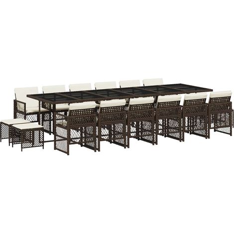 Maison Exclusive - Ensemble à manger de jardin et coussins 17 pcs marron rotin (1/5)