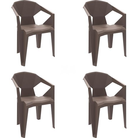 Sillas con brazos Delta garbar plástico marrón (Pack de 4) (1/5)
