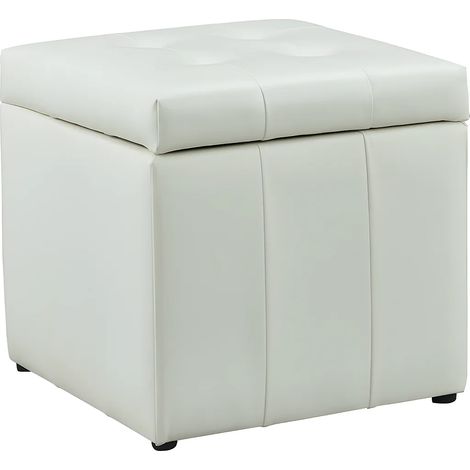 Pouf portaoggetti SERAFINO in similpelle - Bianco (1/3)
