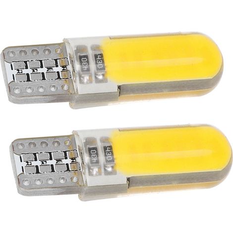Lot de 10 ampoules T10 COB double face en gel de silicone pour feux de position latéraux de voiture, éclairage de stationnement, jaune (1/3)
