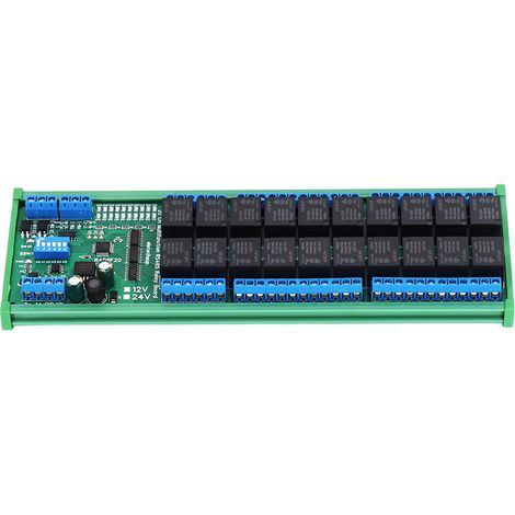 Relais multifonction 20 canaux, module d'extension RS485, montage sur rail DIN, tension 12V. (1/5)