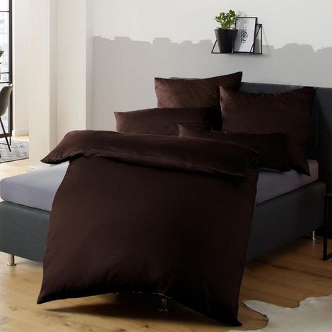 Bettwäsche 155x220 Mikrofaser 155 x 220cm + 80 x 80cm 02 - Braun (1/5)