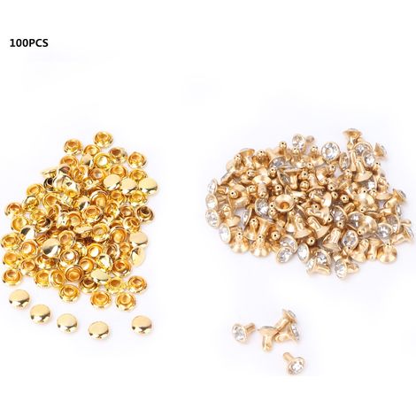 6mm Rivets Cap Cristal Incrusté Tissu Rapid Clous Studs pour Décoration Artisanat Cuir DIY (3) (1/5)