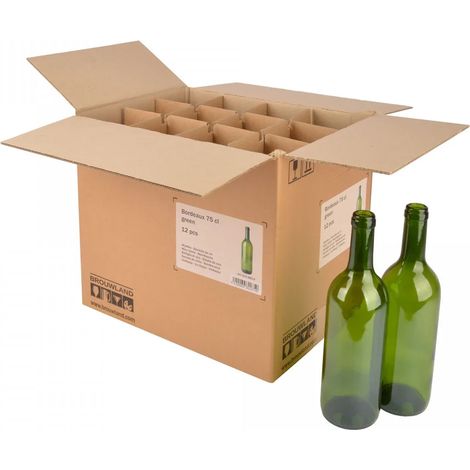 Caja de cartón con 12 botellas de Burdeos de 75 cl., Color: verde (1/4)