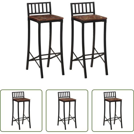 Chaise de bar en bois de récupération - Chaises de bar lot de 2 bois de récupération massif (1/5)