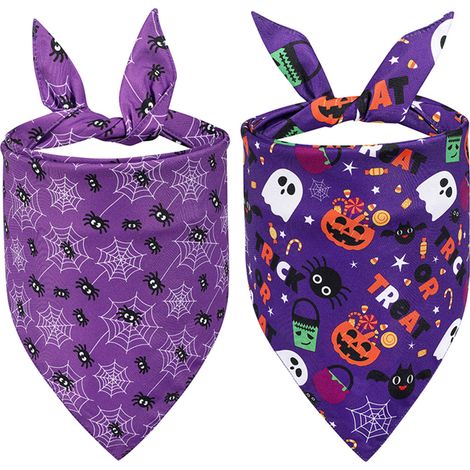 Bandana Chien - Triangle 70 x 48 x 48 cm - Tour De Cou 0-54 cm - Pour Chiens Moyens Et Grands - Coton Double Couche - Lot De 2 (1/5)