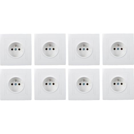 Lot de 8 prises murales standard françaises 16A 220V – Installation intégrée – Plastique PC – Pour bureaux et hôtels (1/5)