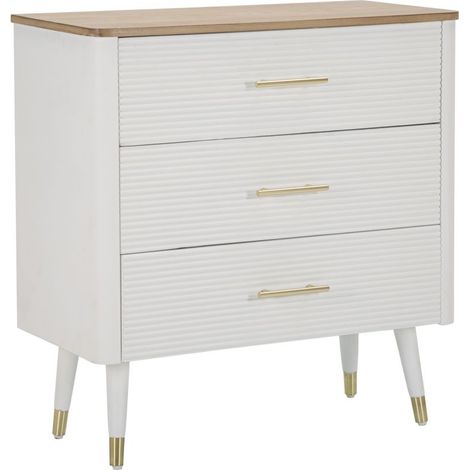 Comò Matera 78x80x37 cm in Legno MDF e Ferro Bianco/Marrone (1/5)