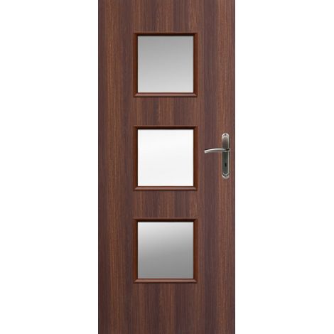 Porte d'intérieur vitrée ORLANDO rustique en plusieurs dimensions - Poussant: Gauche - Largeur porte: 70 cm