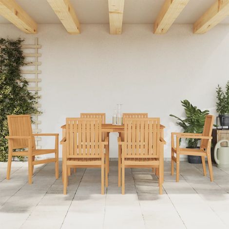 7-tlg. Garten-Essgruppe Massivholz Teak