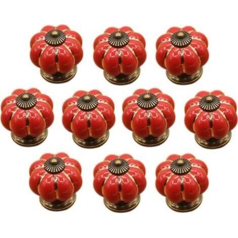 BUNTHAUS (Rouge)10 Pcs Boutons de tiroir en céramique bouton de meuble pour tiroirs et placards de cuisine (1/5)