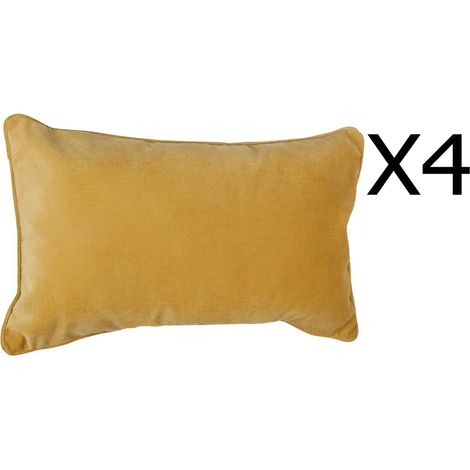 Lot de 4 coussins rectangulaires 100% polyester coloris ocre - Dim : L.50 x l.30 cm -PEGANE (1/2)