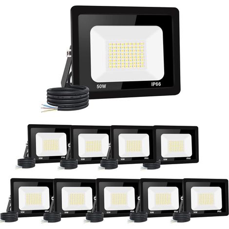 【10PCS】50W Projecteur LED Exterieur 5000LM IP66 Imperméable spot led exterieur Super Brillant Eclairage Extérieur Blanc Chaud(3000k) Sécurité spot led pour stades, usines, Parking, garage, jardi (1/5)