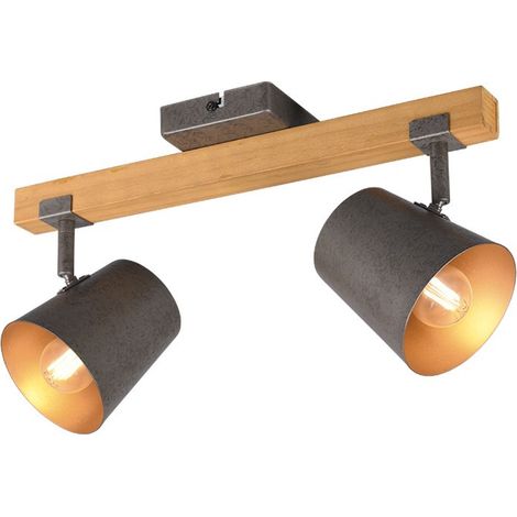 Foco Orientable Doble Madera Y Campana Niquelada Trio Lighting (1/3)