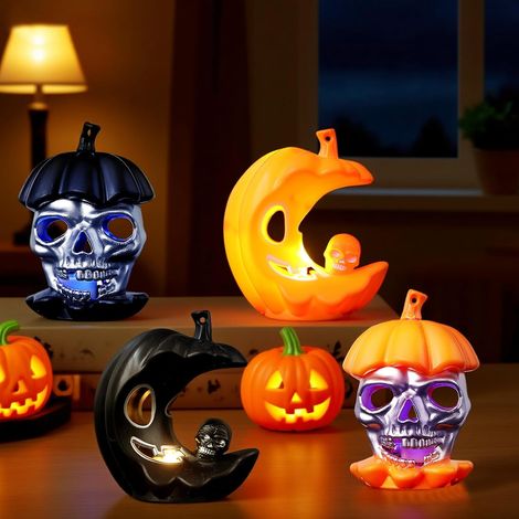 (4-teiliges Set) Dekorative Halloween-Laternen, Halloween-Laternendekorationen, Dekorationen für drinnen und draußen (1/5)