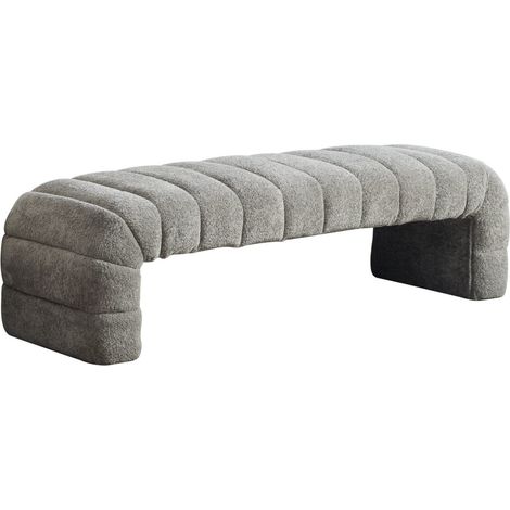 Banquette sans accoudoirs en chenille grise avec dossier rainuré pour salon, chambre et entrée (1/5)