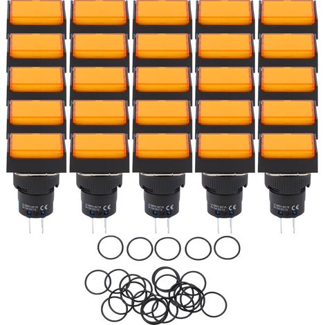 25 Boutons Poussoirs Industriels pour Équipement de Contrôle, Composants en ABS avec Rondelle, AC 0240V (1/5)