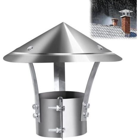 Chapeau De Cheminée Pare Pluie INOX Pour Conduit De Fumée, Anti-Pluie Et Neige, Fumisterie Poele Exterieur Tubage, Diameter 120mm (1/5)