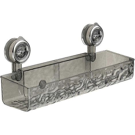 Étagère murale transparente sans perçage, ornée d'un luxueux motif glacier. Fixation par ventouse. Étagère de rangement rectangulaire amovible et multifonctionnelle pour salle de bain (DPD). (1/5)