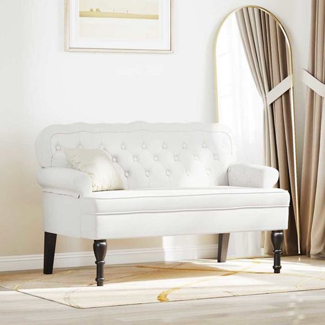 Chesterfield Bank Weiß 119,5 x 64,5 x 75 cm Kunstleder